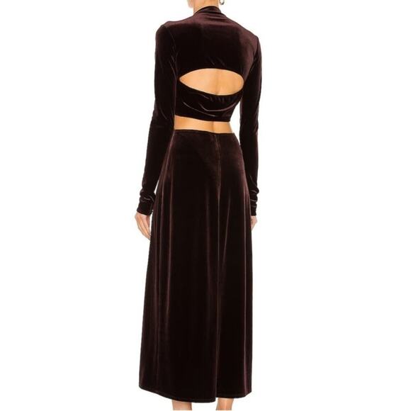 A.L.C. Maeve Java Brown Cut Out Velvet Midi Dress NWT - Picture 2 of 12